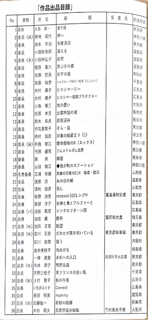 第73回光陽展　京都準本展　出品目録　01